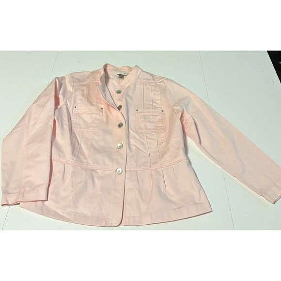 Christopher & Banks Jackets & Blazers - Christopher & Banks Women's Pink Button Front Collared Jacket w/ Pockets PL